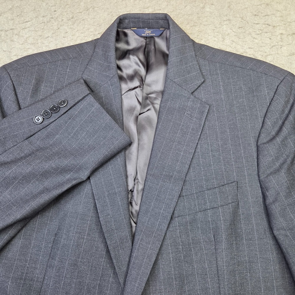 Brooks Brothers 346 Stretch Blazer Men 43L Gray Pinstripe 2 Button Business Wool